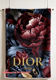 Dior Paris Dark Floral Peony Art Flannel Throw Blanket Sofa Cover Blanket D406
